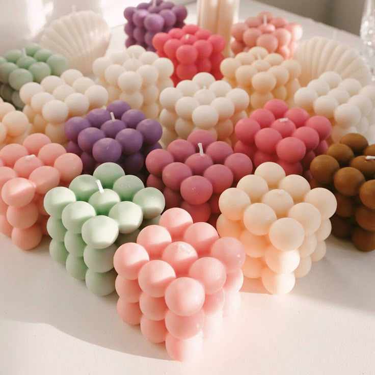 Assortment of pastel bubble candles