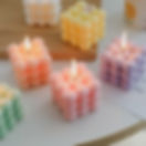 Lit pastel bubble candles