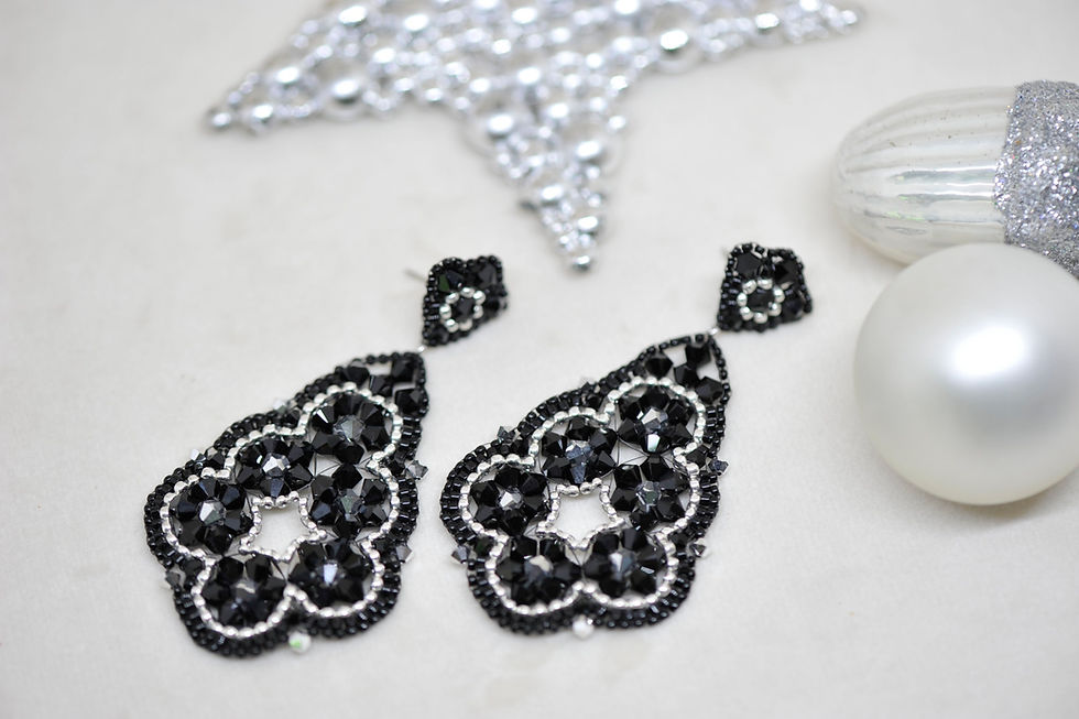 Miniaturbild: Unikatohrringe in Schwarz und Silber