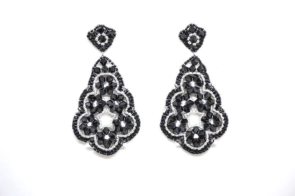 LYNX Eichenblatt Ohrringe Schwarz/Silber