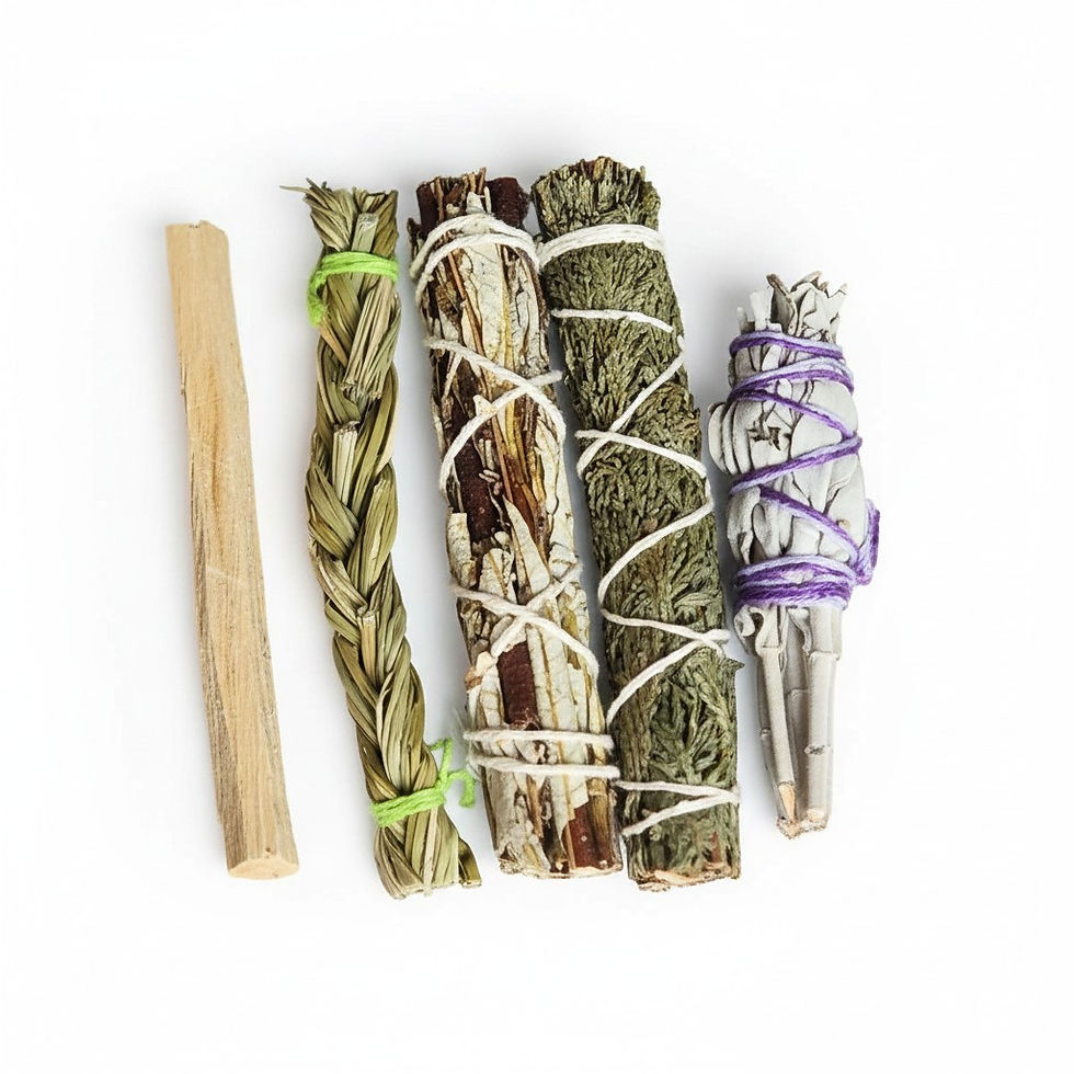 Thumbnail: Sacred Woods & Sage Starter Smudge Kit | 5-Piece Spiritual Cleansing Set