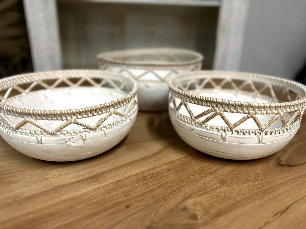 Thumbnail: White & Natural Bowls - Handcrafted Elegance with Organic Detail