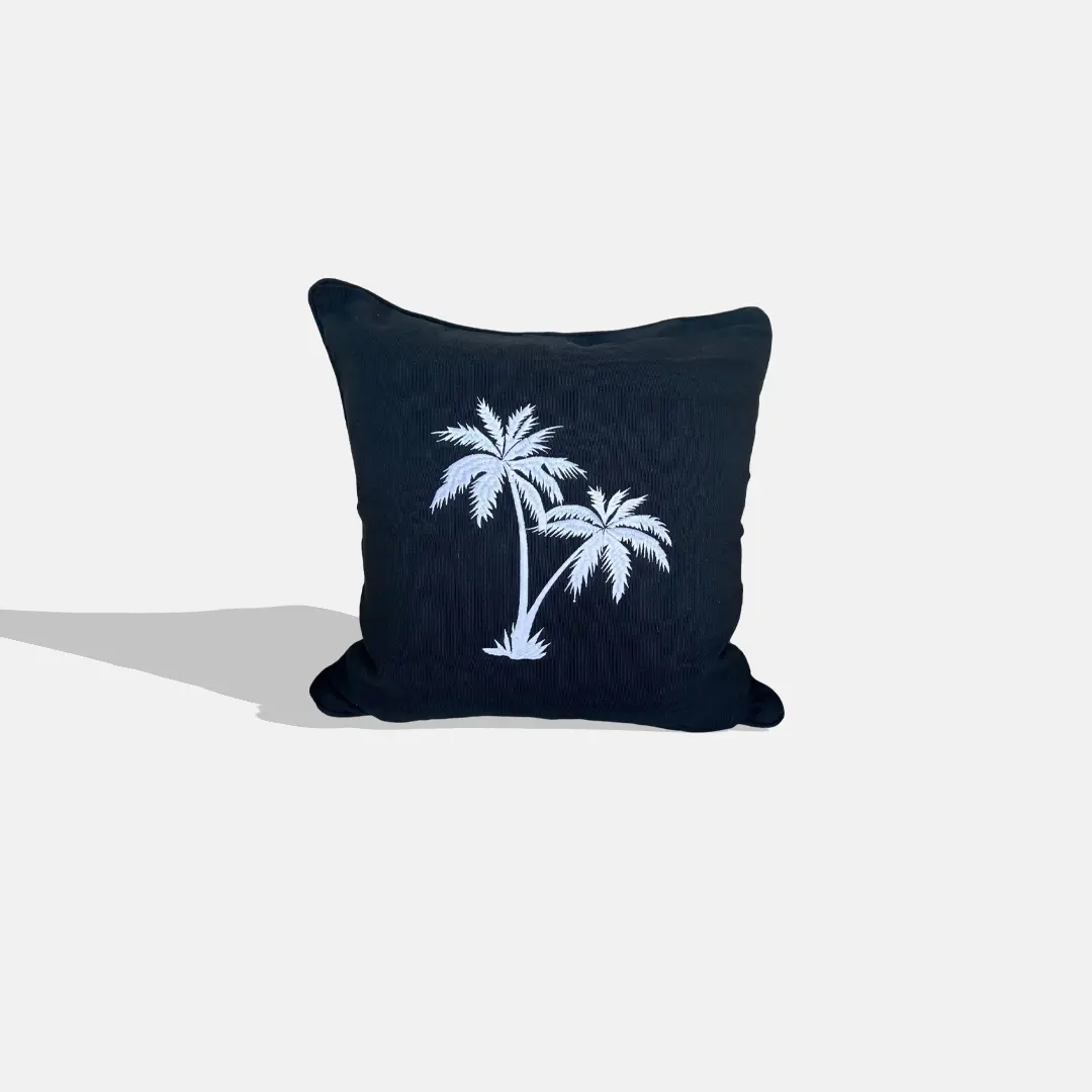 Navy with White Palm Cushion