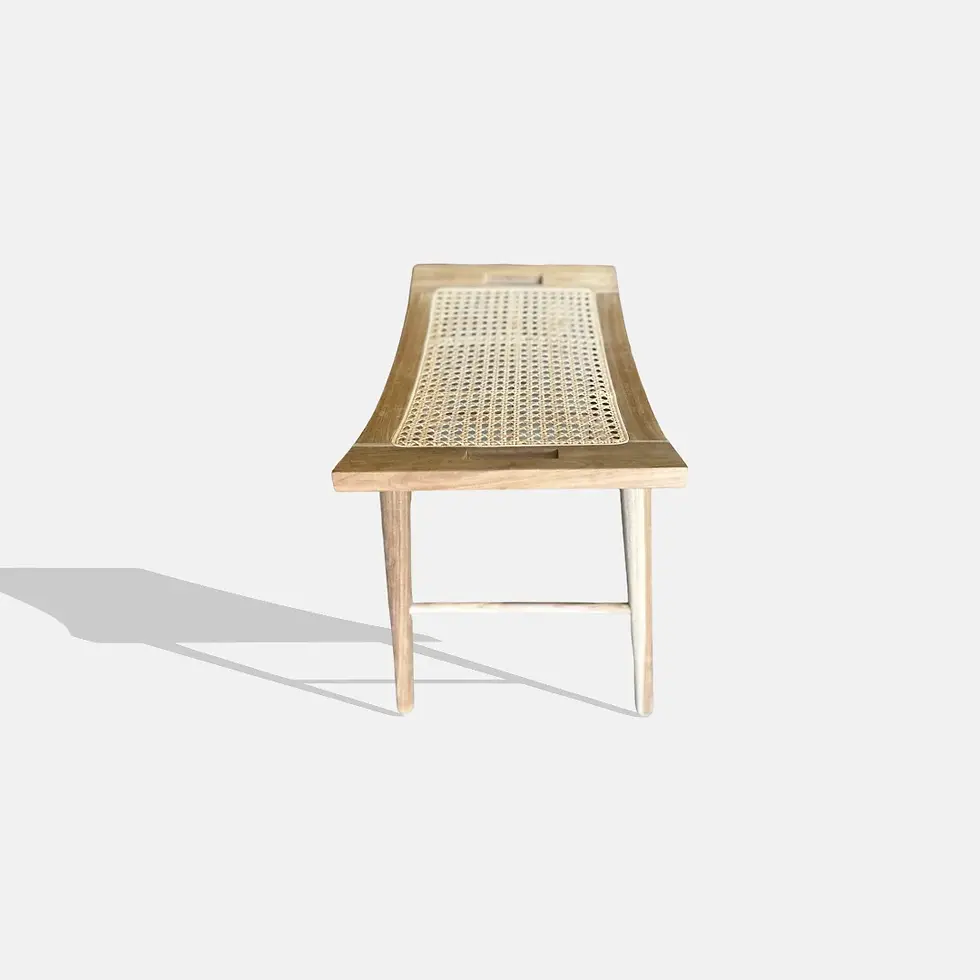 Thumbnail: Natural Timber and Rattan Stool: raw timber with rattan seat and 2 handles (45 x