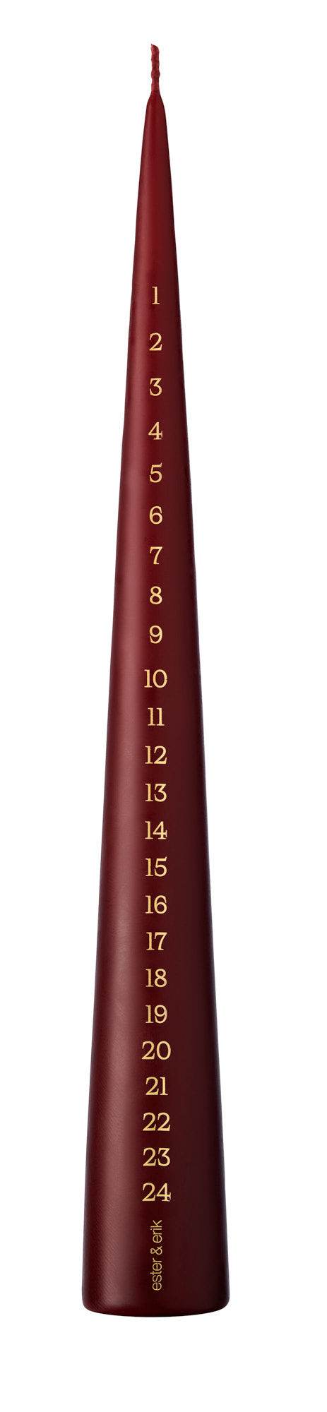 Ester & Erik Calendar Cone Candle - Deep Red - 44/2 - Matt - Uk stockist