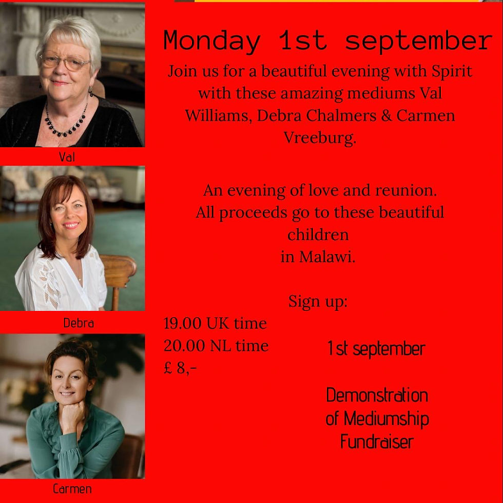 Online Evening of Mediumship - Debra Chalmers, Val Williams and Carmen Vreeburg