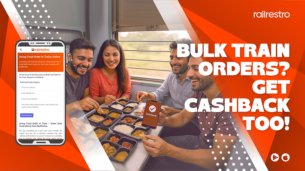Bulk train food order via RailRestro