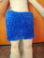 blue crochet doll shorts.
