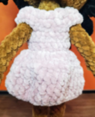 crochet doll dress in a light purple