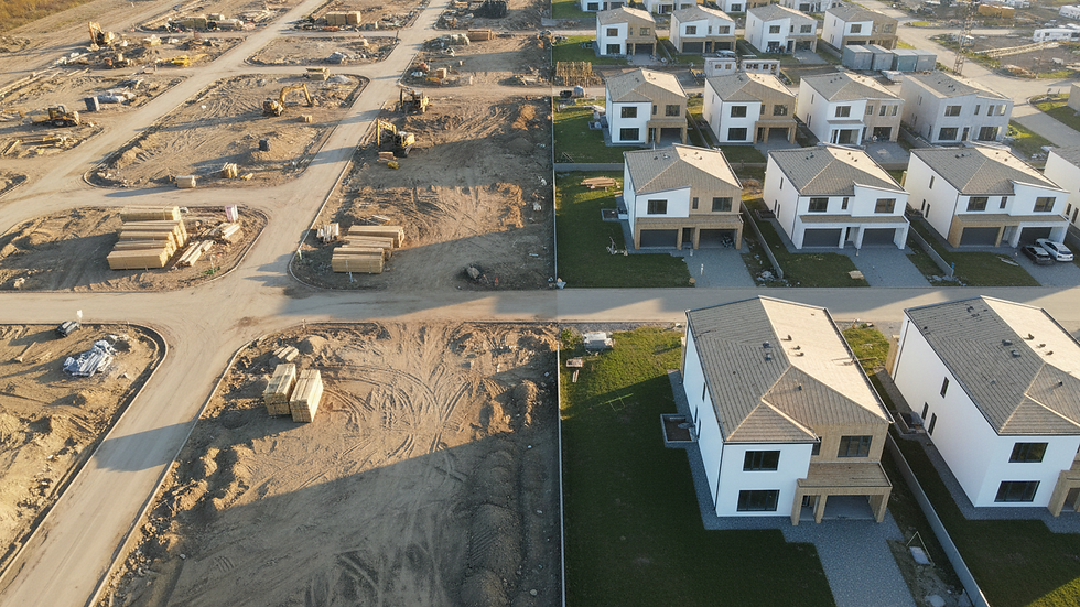 High angle view of residential neighborhood under construction