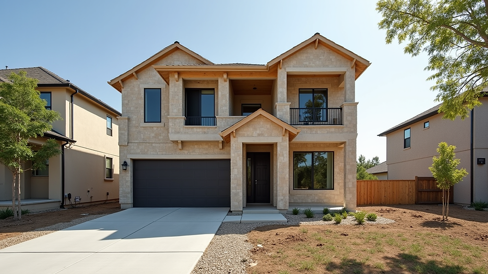 Eye-level view of a modern Dallas home under construction