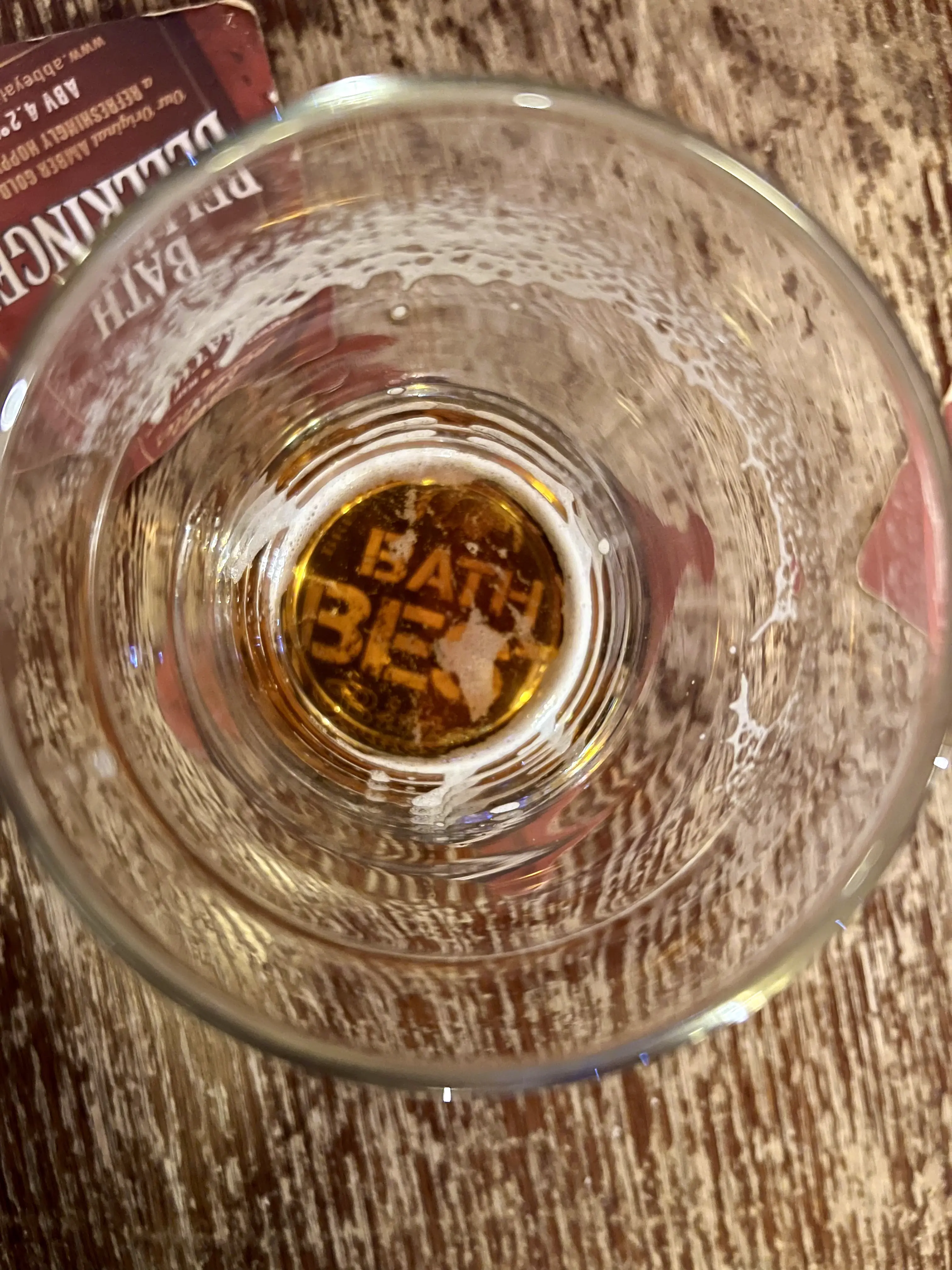 An empty pint from a local ale called Bath's Best at the Star Inn Pub in Bath England  ©AOnozWright