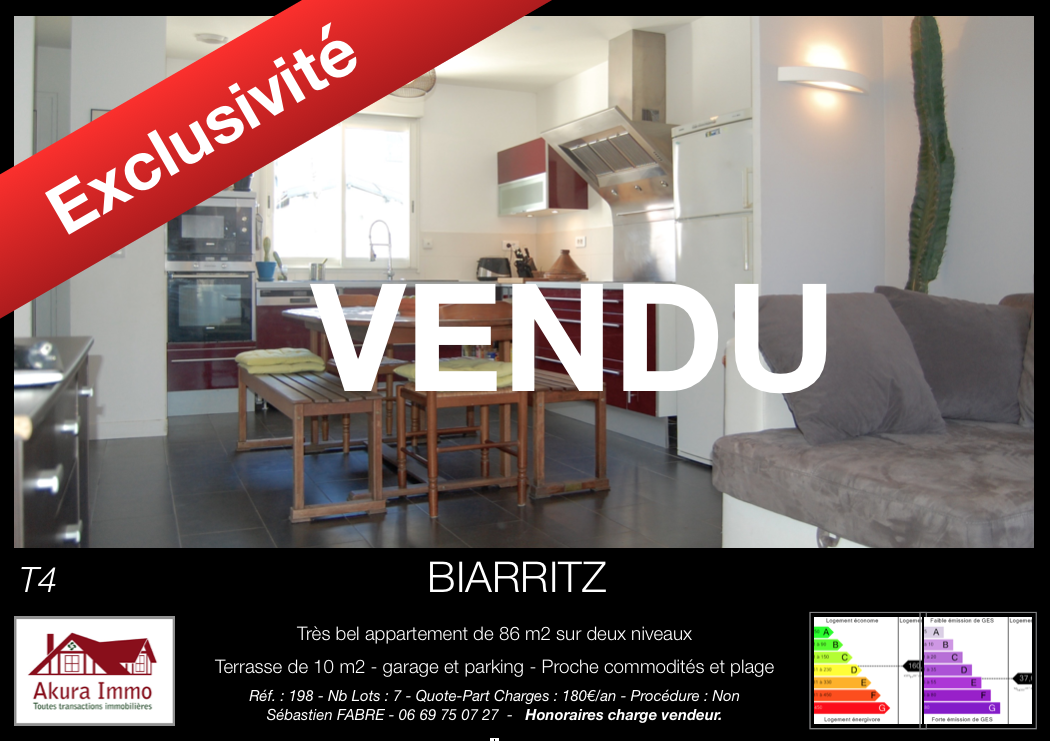 Vendu par Akura Immo T4 Biarritz