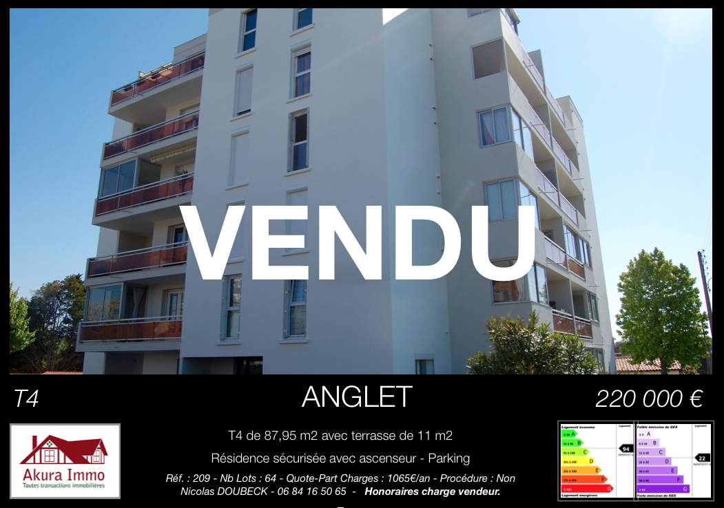 Vendu par Akura Immo T4 Anglet