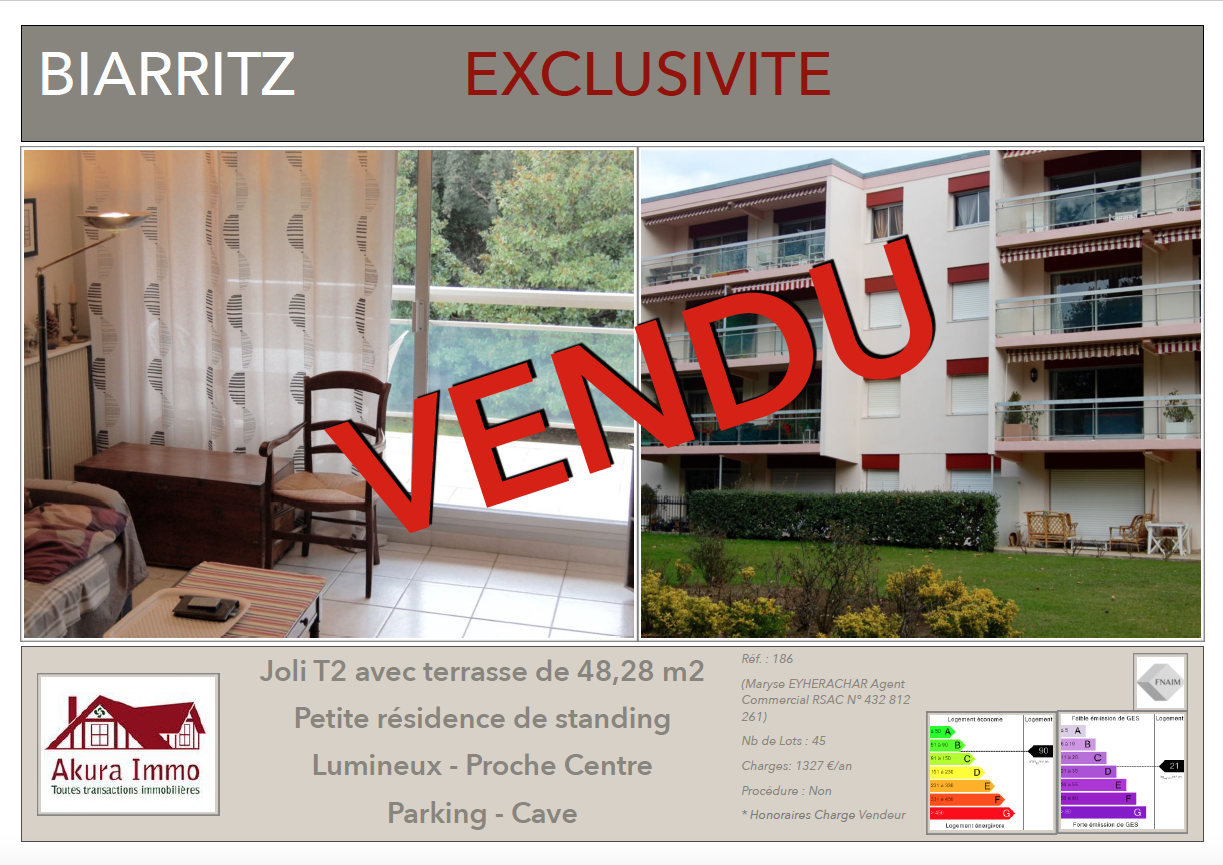 Vendu chez Akura Immo T2 Biarritz Lahouze
