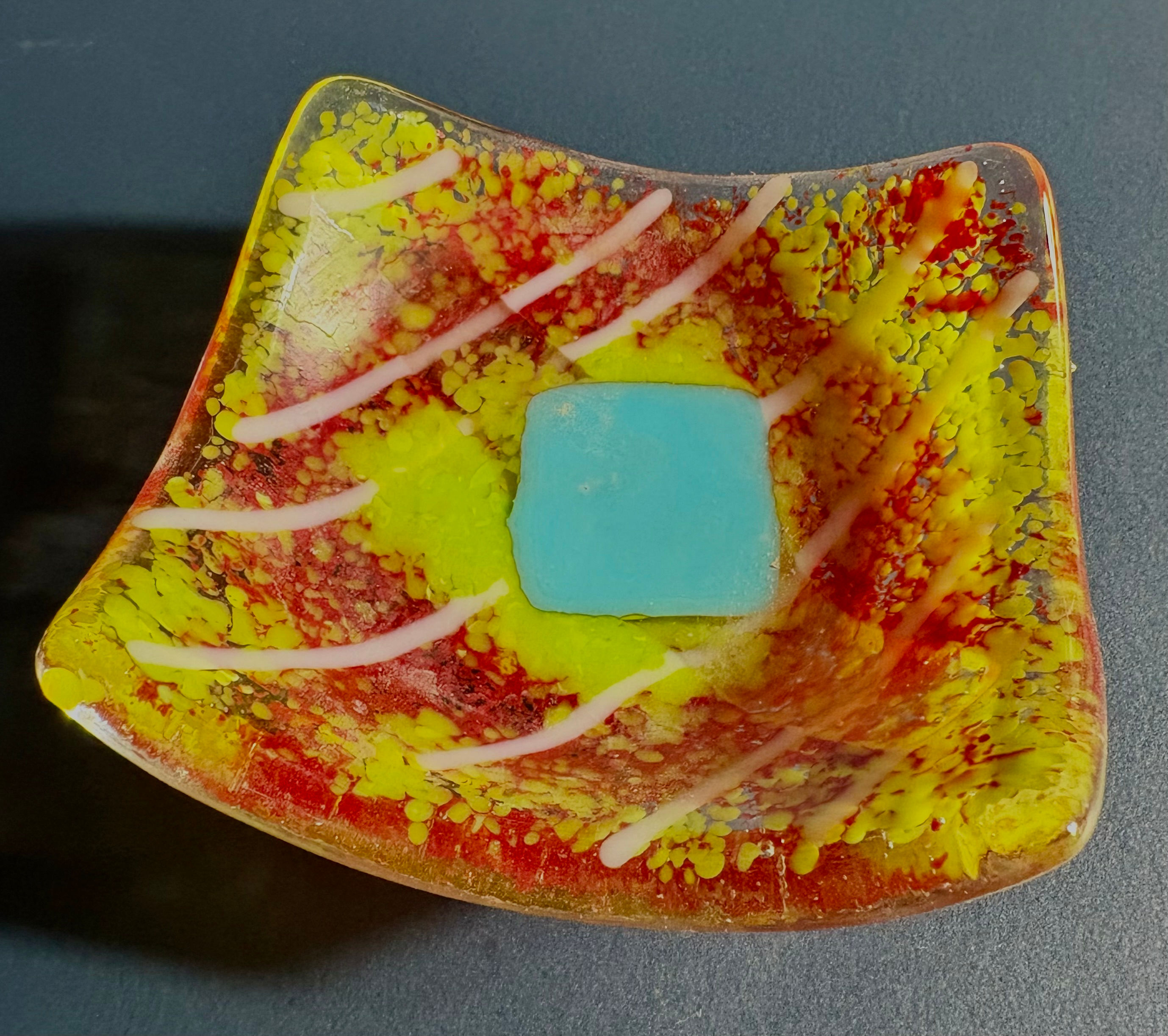 Amber Core glass spoon rest