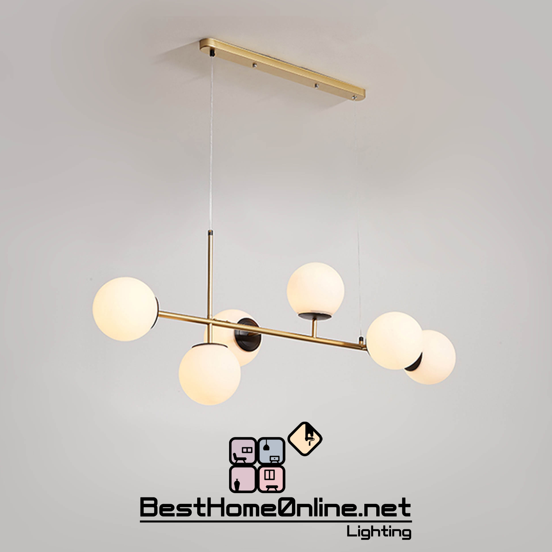 鐵藝燈體 金色長斗(奶泡) 多頭吊燈組 包送貨安裝 半年保養