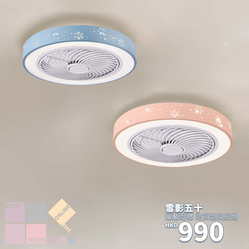 鐵藝燈體 雪影五十 貼頂型風扇燈 包送貨安裝 半年保養 有2種顏色