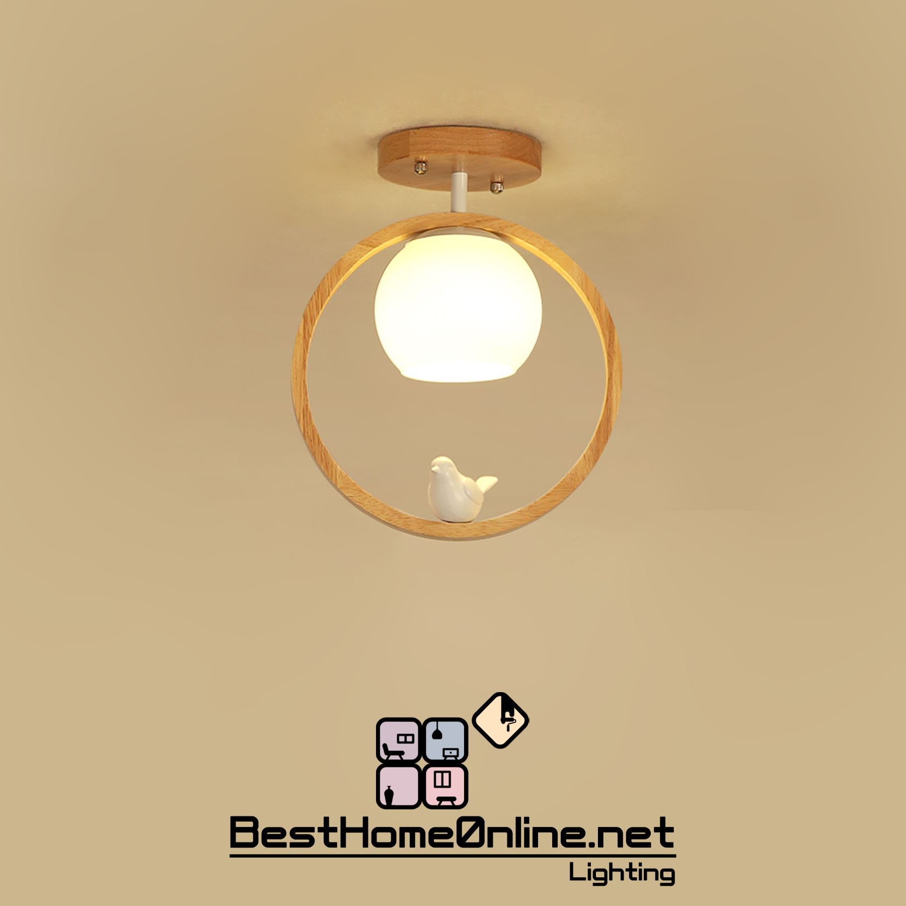 原木造型 鳥環 單頭吊燈組 包送貨安裝 半年保養