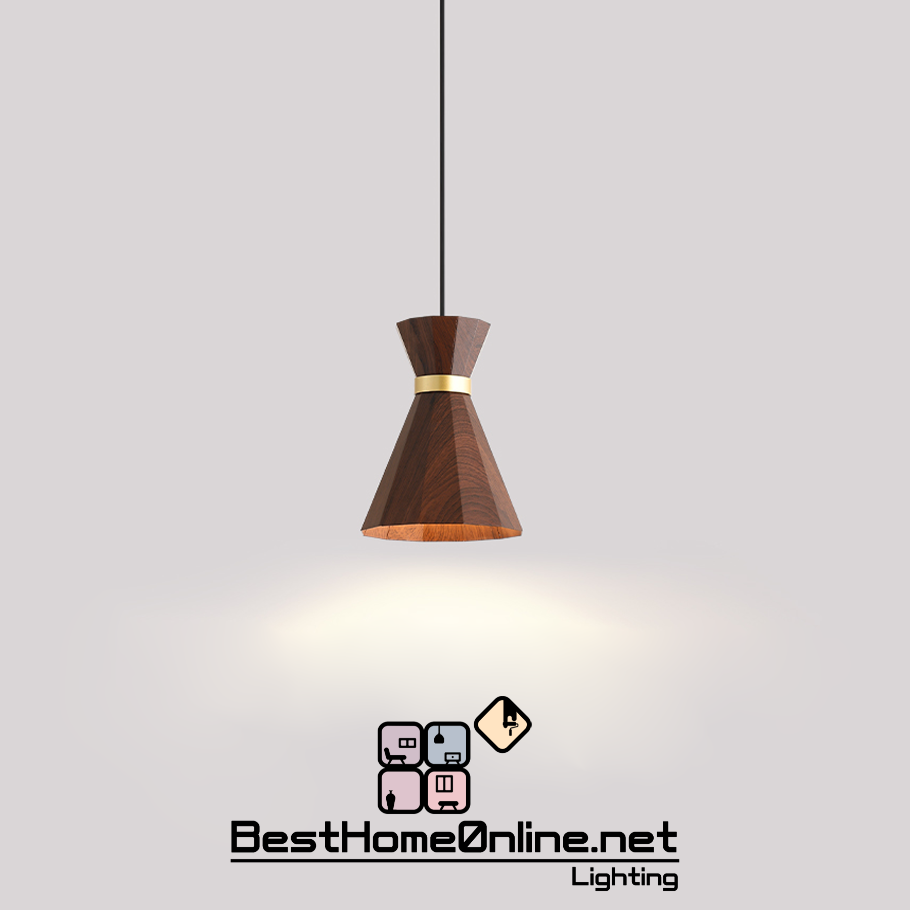 鐵藝燈體 喇叭 胡桃 單頭吊燈組 包送貨安裝 半年保養