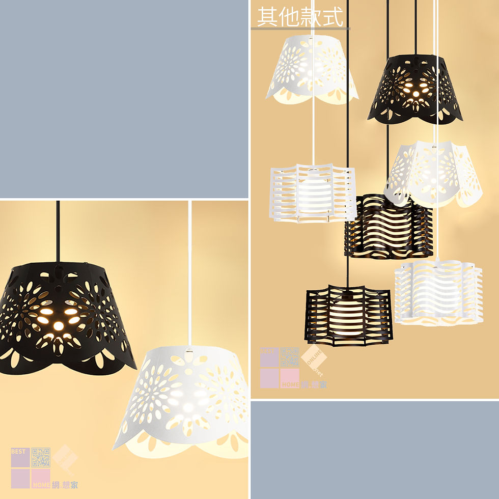 縮圖：簡約焗漆 簡約火花 鐵藝吊燈 包送貨安裝 2種顏色選擇 半年保養