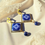 Thumbnail: Image of Blue White Azulejo Goa Tiles Earrings Santorini Beach Vacation Wear for Women