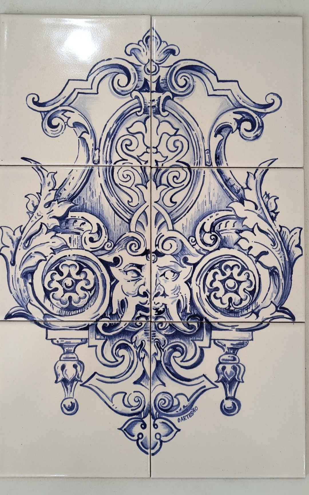Azulejo Tiles Hand-painted Art Panel 6-Tiles | Goa Home Decor Wall Art | 18x12"