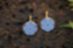 Closeup of Blue White Tiles Earrings Lever Back Indo-Portuguese Goa Outfit Beach Fashion