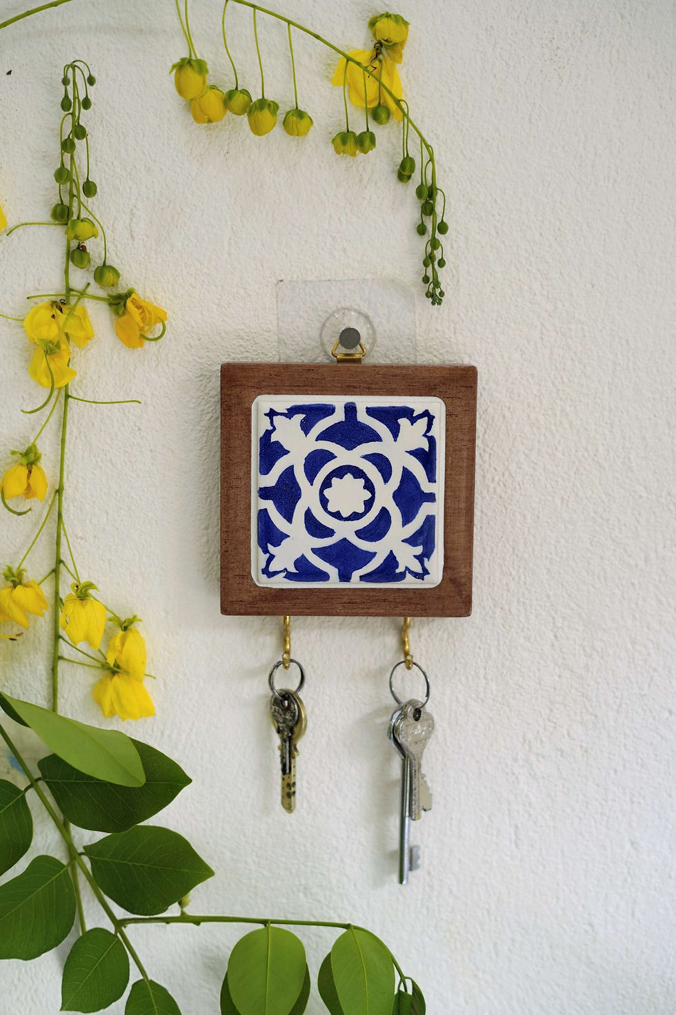 Thumbnail: Blue White Hand-painted Azulejos Tiles Key Holder | Goa Tiles Souvenirs Gifts