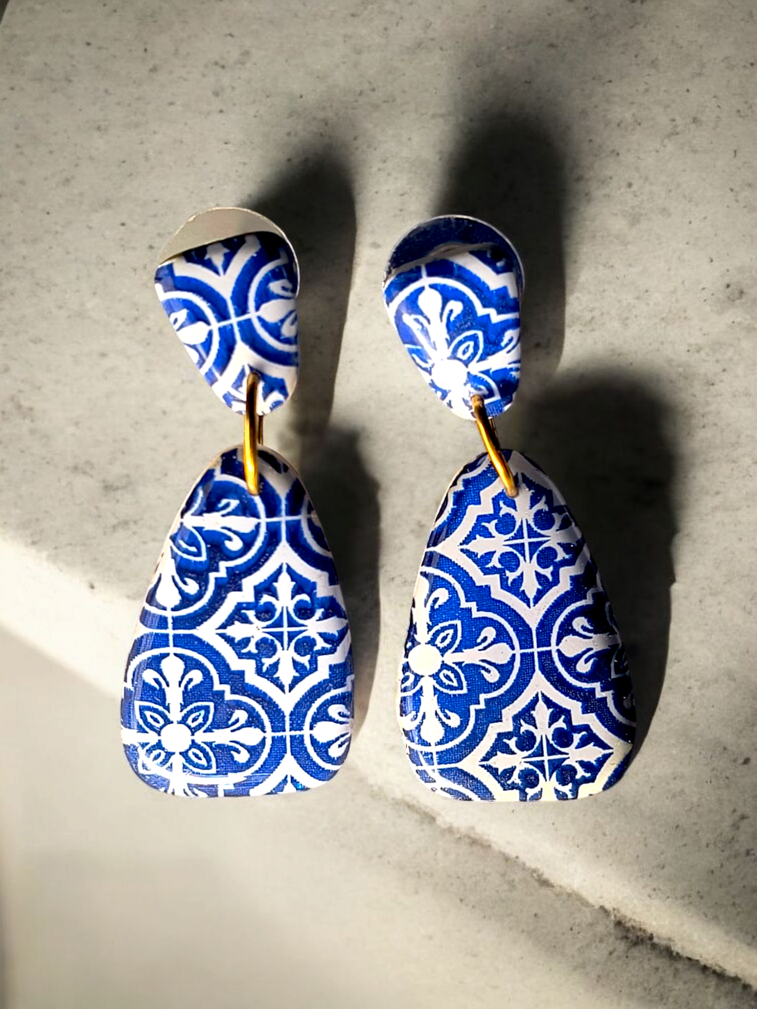 Indo-Portuguese Tiles Polymer Clay Earrings | Goa Resort Wear Womens Accessories