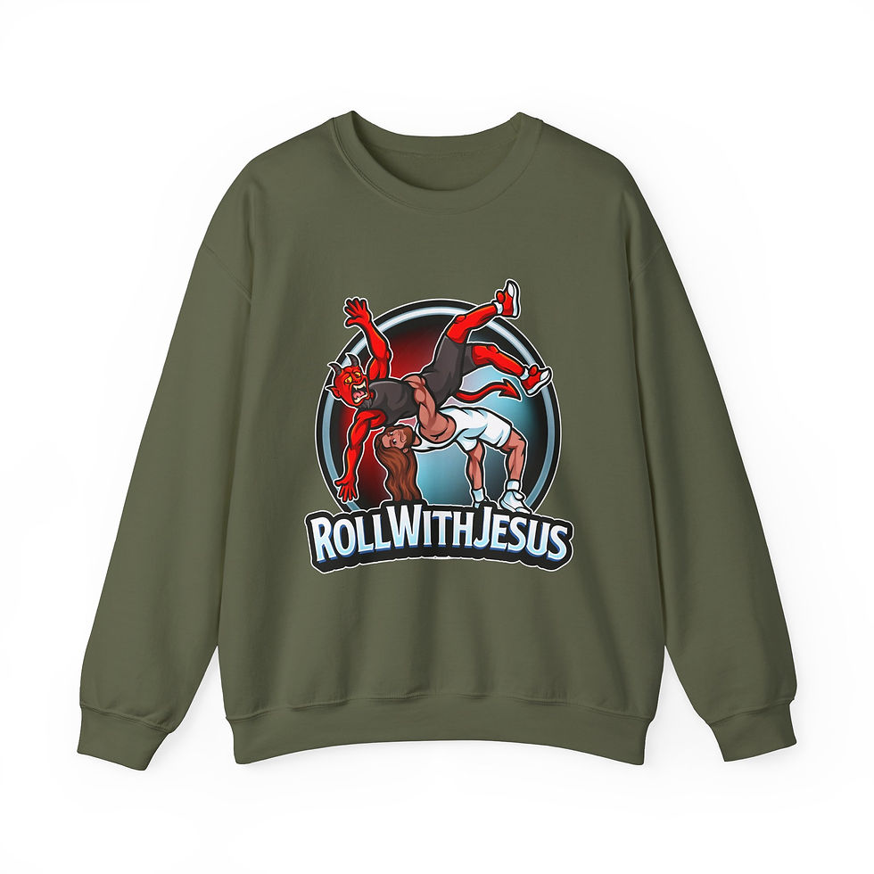 Thumbnail: Wrestling- Roll with Jesus Crewneck - Style 1