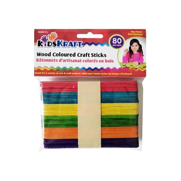 Bâtonnets d'artisanat colorés en bois (80)