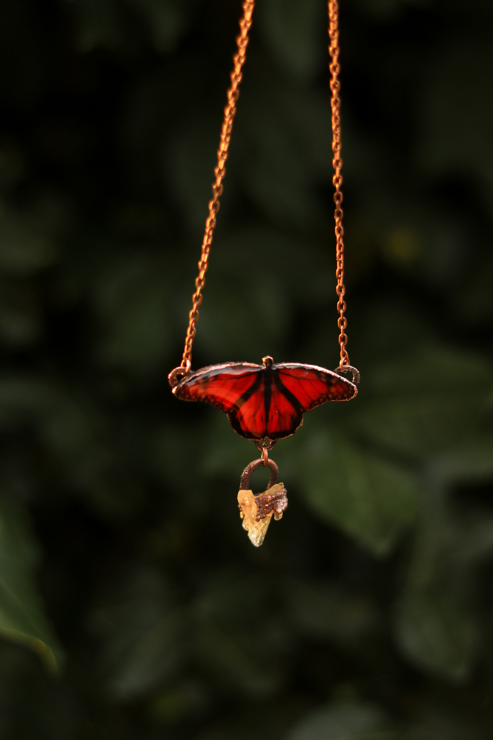 Monarch Butterfly Quartz Necklace B