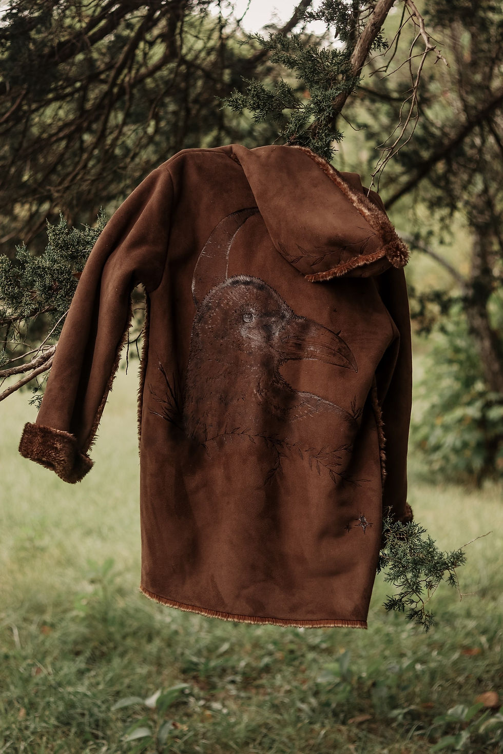 Thumbnail: Size Small Faux Suede Crow Coat 