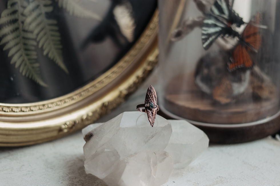 Thumbnail: Moss Agate & Herkimer Diamond Ring - Size 10