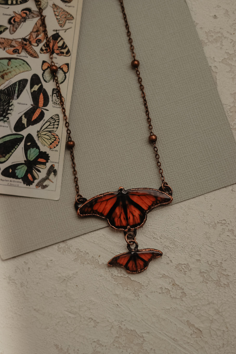 Thumbnail: Double Monarch Butterfly Necklace