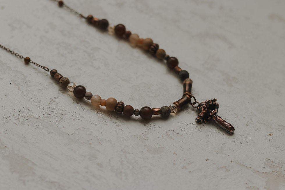 Thumbnail: 33" Long Beaded Mushroom Necklace