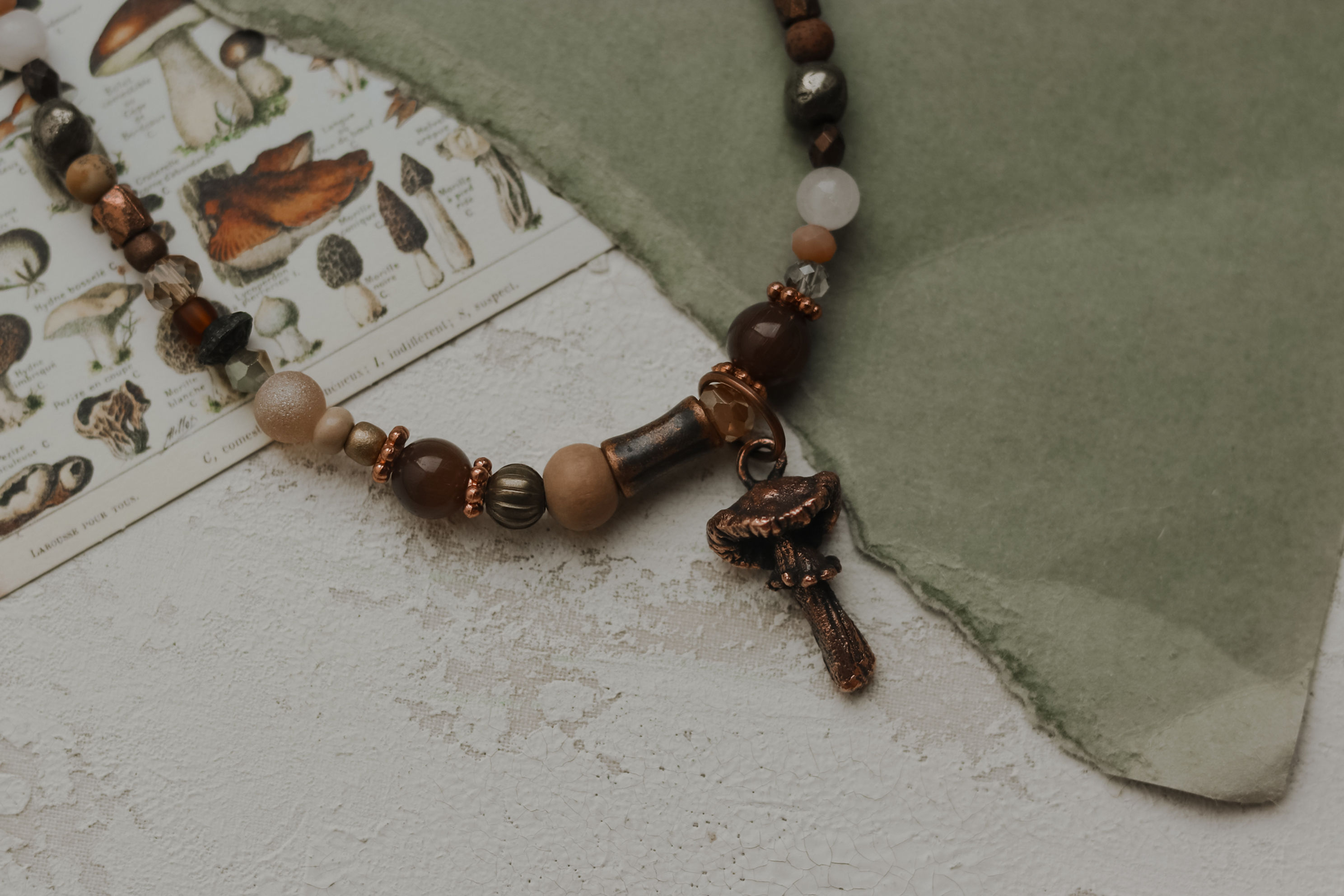 20" Beaded Mushroom Necklace