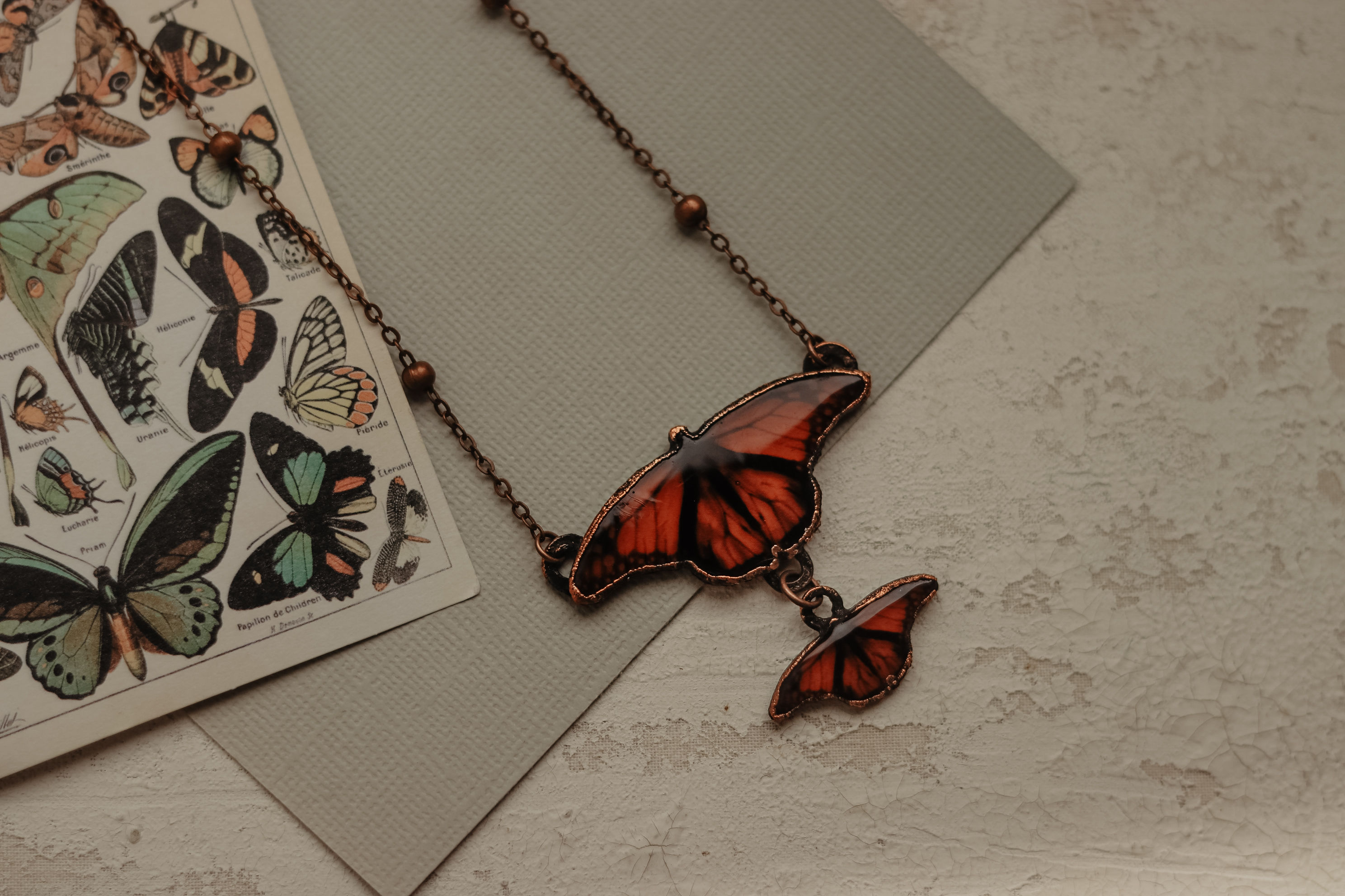 Double Monarch Butterfly Necklace