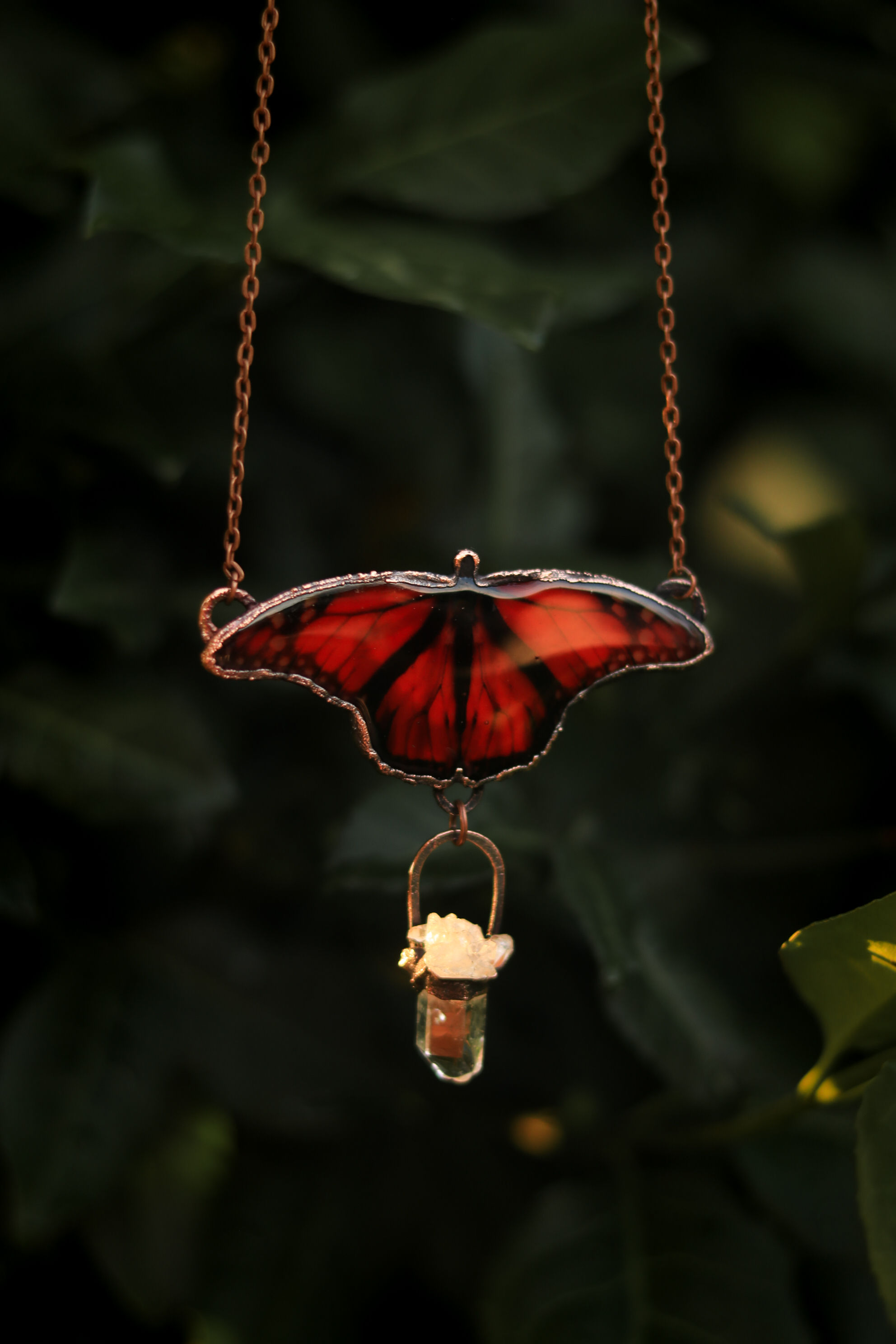 Monarch Butterfly Quartz Necklace D