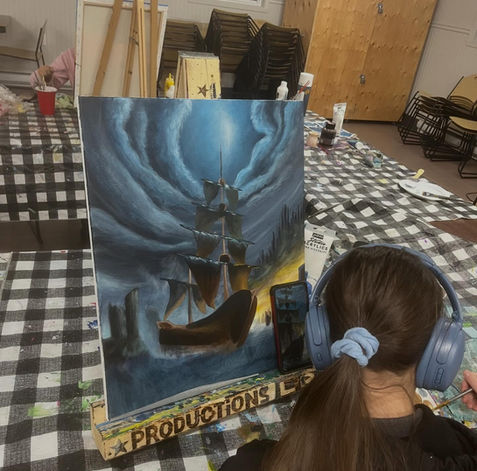 Cours de peinture de bateau pour adolescents à St-Amable avec Lise Roy professeure artiste peintre