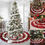 Thumbnail: 48inch Red Black Plaid Christmas Tree Skirt Ruffled
