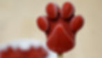 Pawpsicles from Zootopia recipe. Red popsicle shaped like a paw on a stick, with a blurred background. Popsicle is frosted and detailed, creating a playful mood.