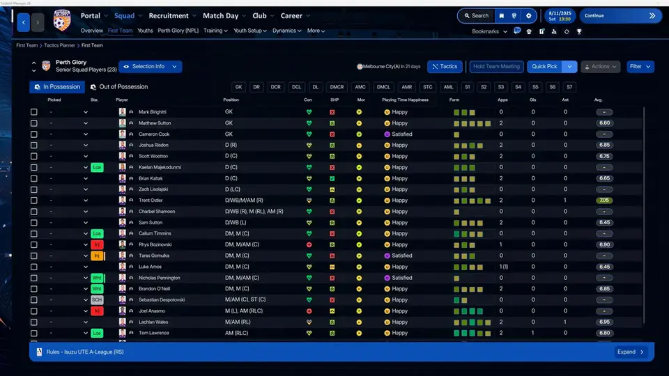 DF11 facepack team overview in Football Manager 2026