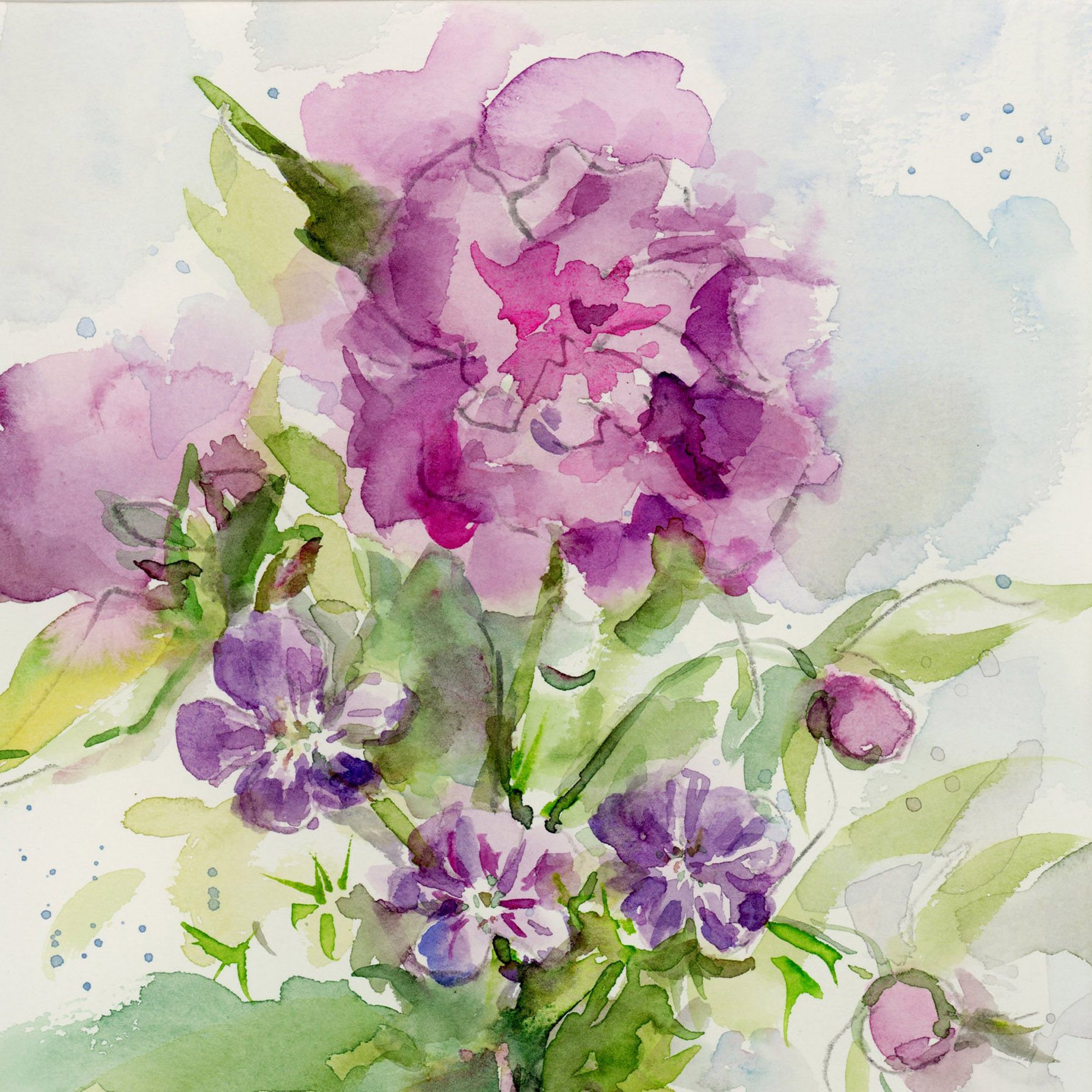 Peony and Wild Geranium in a Vase