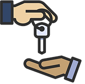 hands exchanging a house key signifying home buying