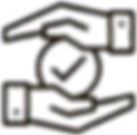 icon of 2 hands holding a check mark to signify partnering