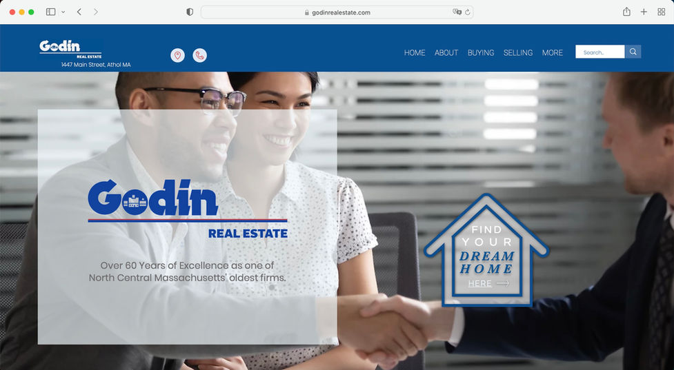 Godin Real Estate Home page after Grow Places design