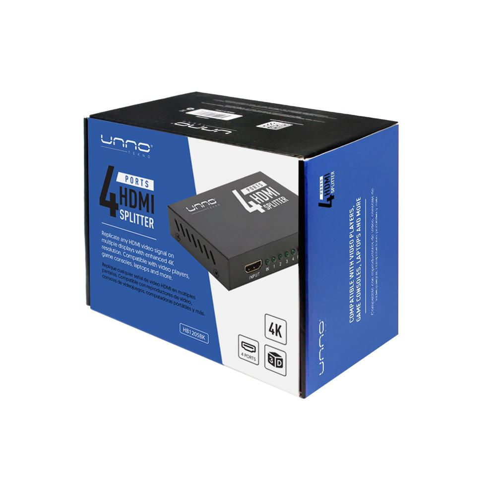 UNNO 4 PORTS 4K HDMI SPLITTER HB1205BK