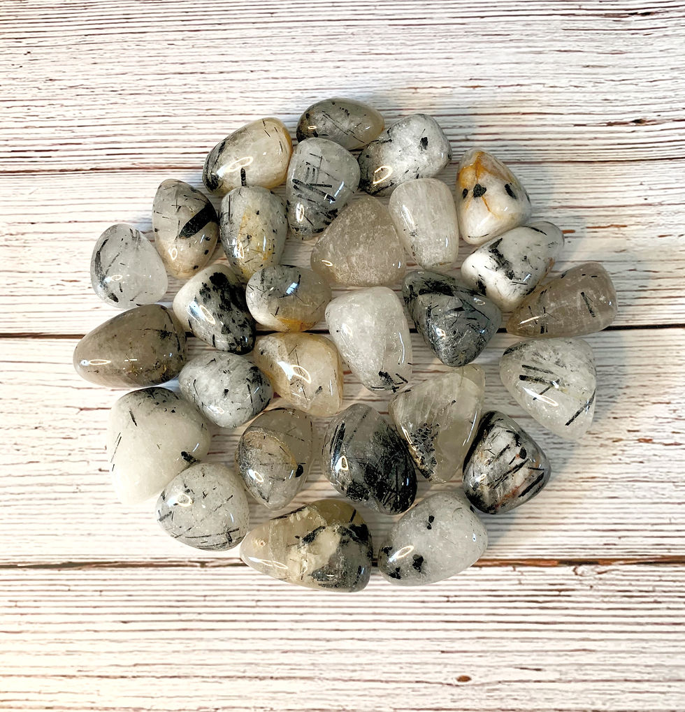 Thumbnail: Black Rutilated Quartz (Tourmaline) Tumbled Stone
